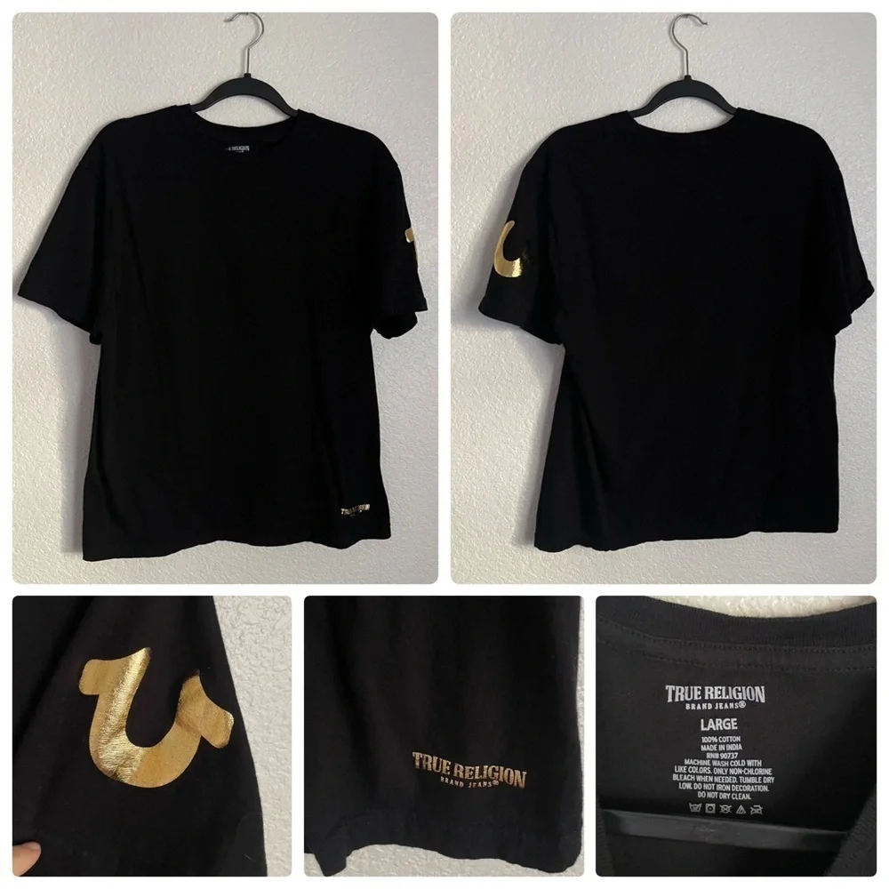 True Religion Men’s Crewneck Undershirt Tee Bundle of 2 Shirts L Black